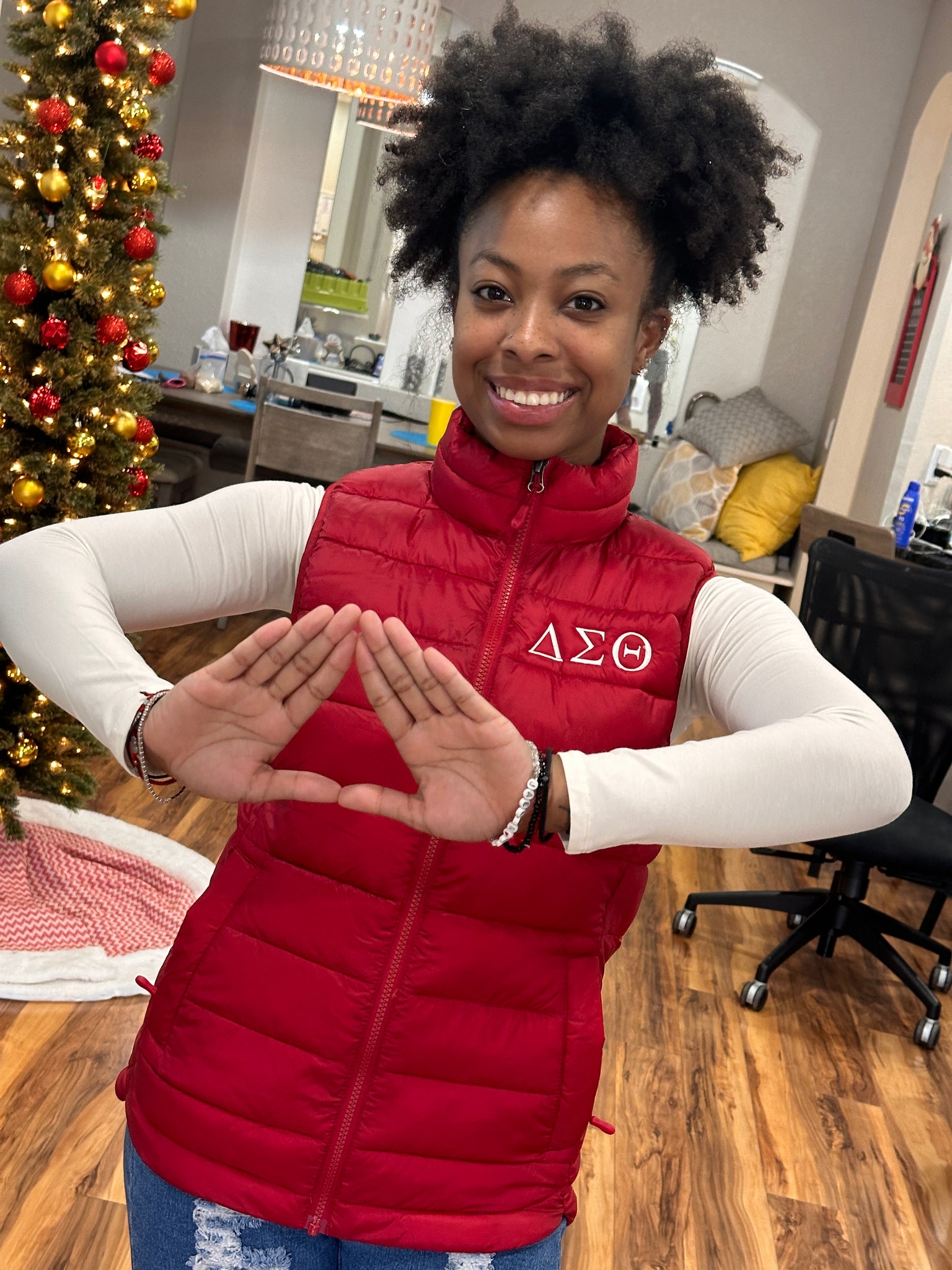 Embroidered Delta Sigma Theta Bubble Vest (Red or White)