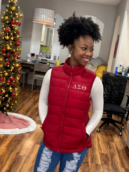 Embroidered Delta Sigma Theta Bubble Vest (Red or White)