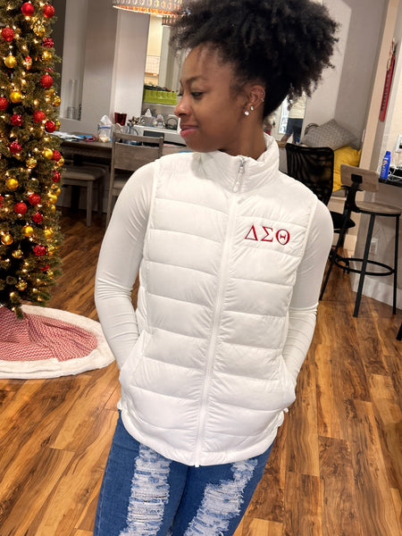 Embroidered Delta Sigma Theta Bubble Vest (Red or White)