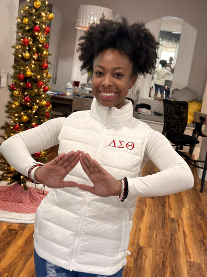Embroidered Delta Sigma Theta Bubble Vest (Red or White) - iFoxx Customs