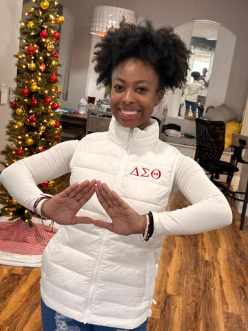 Embroidered Delta Sigma Theta Bubble Vest (Red or White)