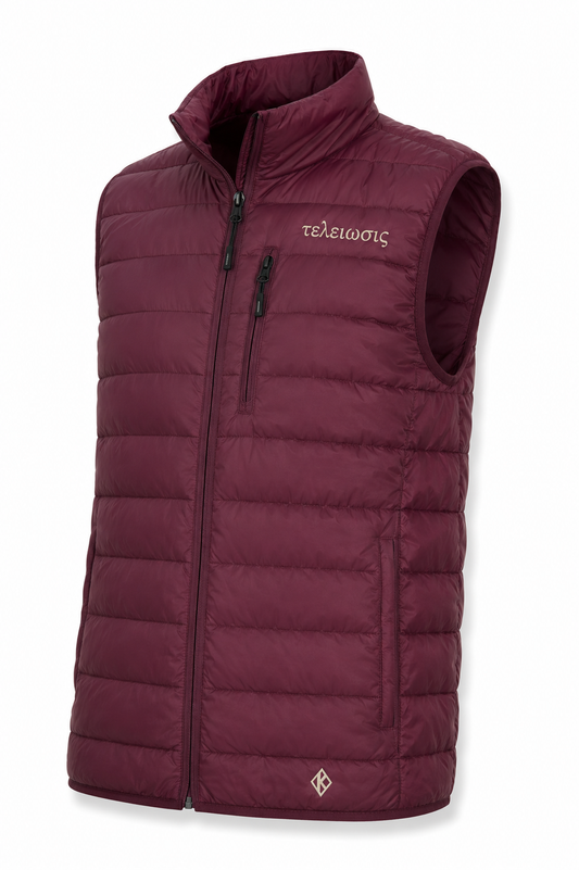 Embroidered Nupe Bubble Vest (Dark Crimson & Creme)