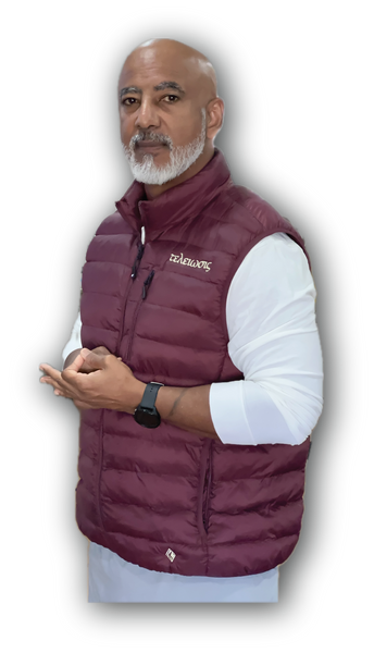 Embroidered Nupe Bubble Vest (Dark Crimson & Creme)