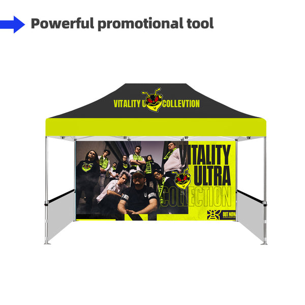 15' Custom Canopy - with Double-Sided Backwall, Double-Sided Half Sidewalls and Free Wheeled Case