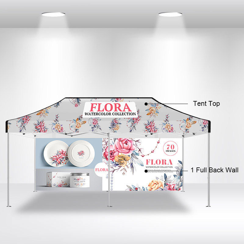 20' Custom Canopy - with Double-Sided Backwall and Free Wheeled Case