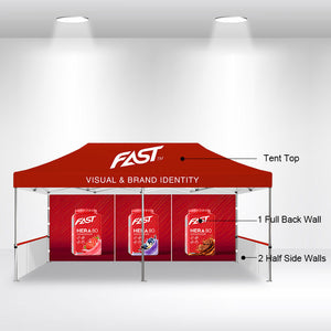 20' Custom Canopy - with Double-Sided Backwall, Double-Sided Half Sidewalls and Free Wheeled Case