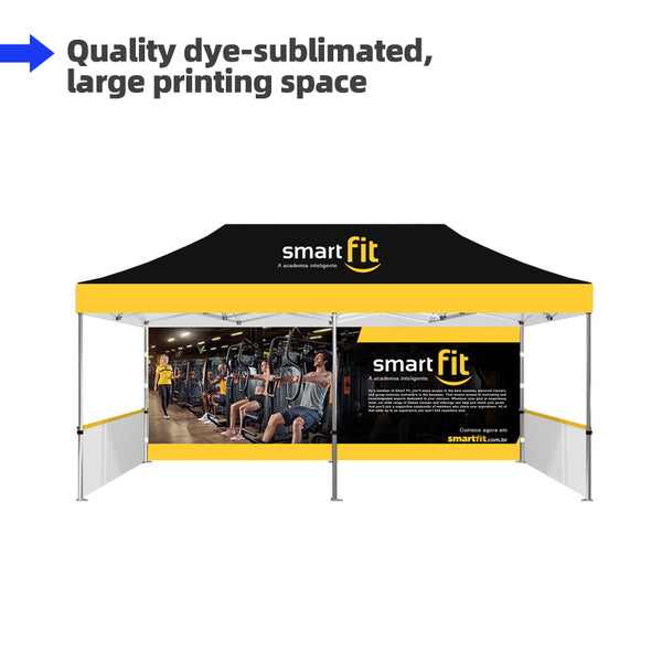 20' Custom Canopy - with Double-Sided Backwall, Double-Sided Half Sidewalls and Free Wheeled Case
