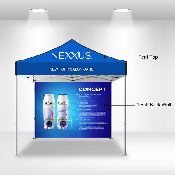 10' Custom Canopy - with Double-Sided Backwall and Free Wheeled Case