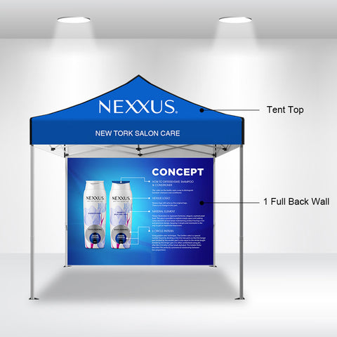 10' Custom Canopy - with Double-Sided Backwall and Free Wheeled Case