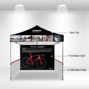 10' Custom Canopy - with Double-Sided Backwall, Double-Sided Half Sidewalls and Free Wheeled Case
