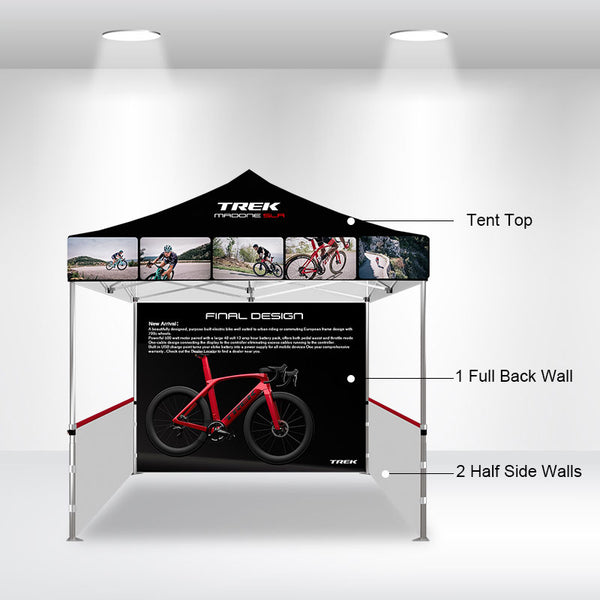 10' Custom Canopy - with Double-Sided Backwall, Double-Sided Half Sidewalls and Free Wheeled Case