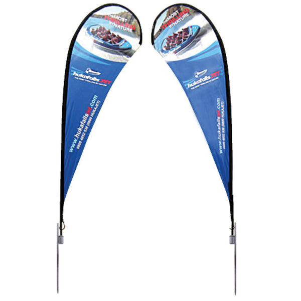 Small to X-Large Teardrop Spike Base Flag - Double-Sided Graphic, Flags, Orbus - ifoxx displays