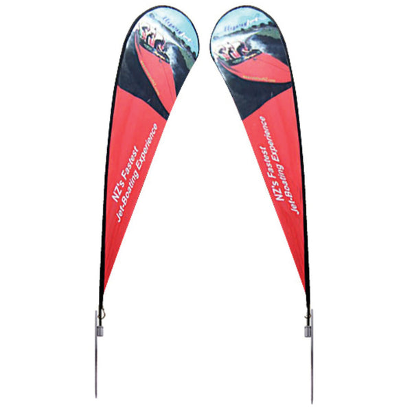 Small to X-Large Teardrop Spike Base Flag - Double-Sided Graphic, Flags, Orbus - ifoxx displays